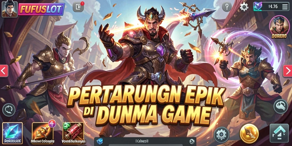 Tangkapan layar gameplay FUFUSLOT menampilkan aksi pertarungan yang seru.