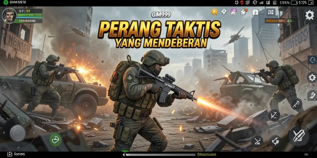 Screenshot gameplay GIM999 menampilkan aksi tembak-menembak yang seru.