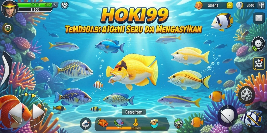 Tampilan gameplay HOKI99 yang menampilkan aksi menembak ikan.