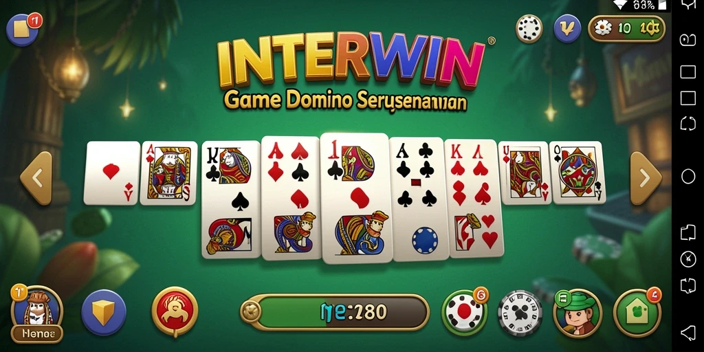 Tampilan gameplay seru dalam permainan domino INTERWIN.
