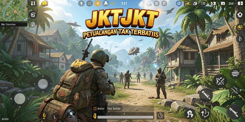 Tampilan gameplay JKTJKT di dunia terbuka penuh petualangan.