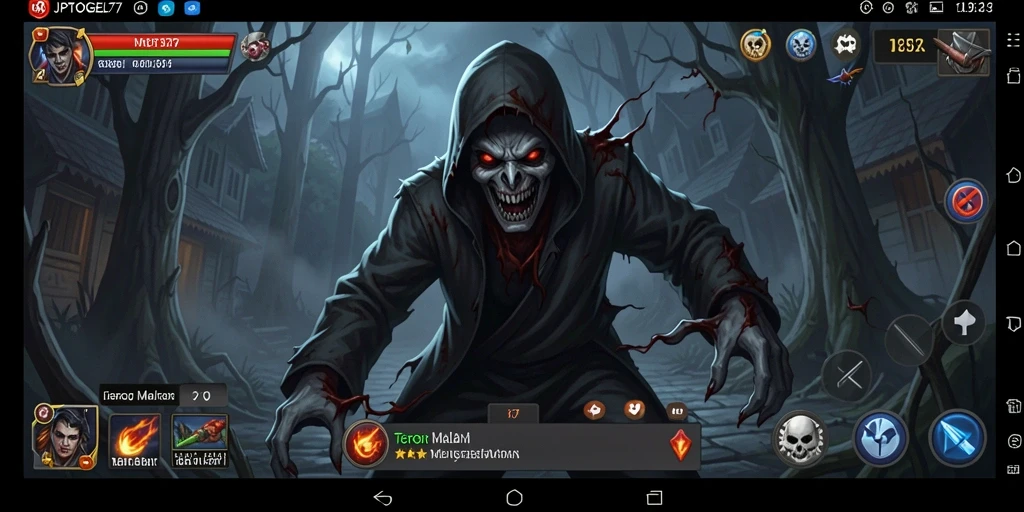 Screenshot dari gameplay menakutkan JPTOGEL77 menunjukkan suasana Horror yang intens.