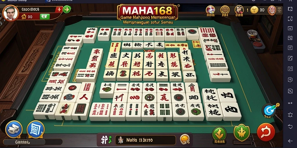 Screenshot gameplay MAHA168 menampilkan ubin Mahjong yang penuh warna dan menarik.