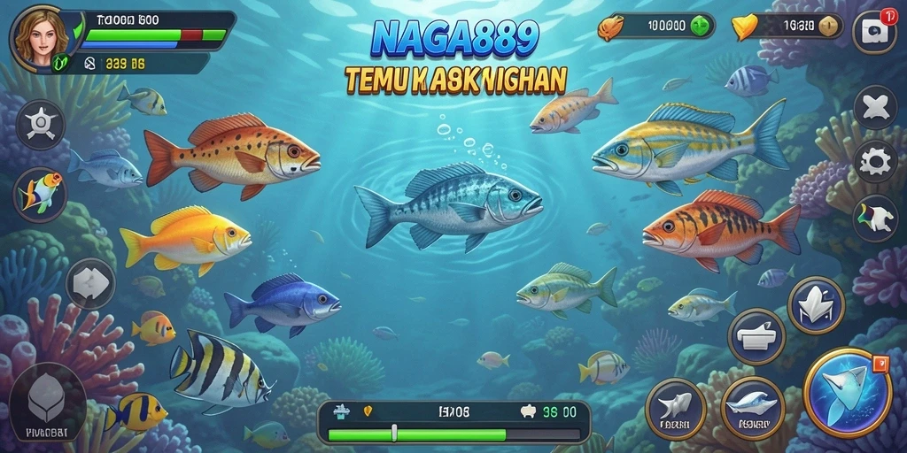 Tampilan gameplay seru di NAGA889 saat menangkap ikan.