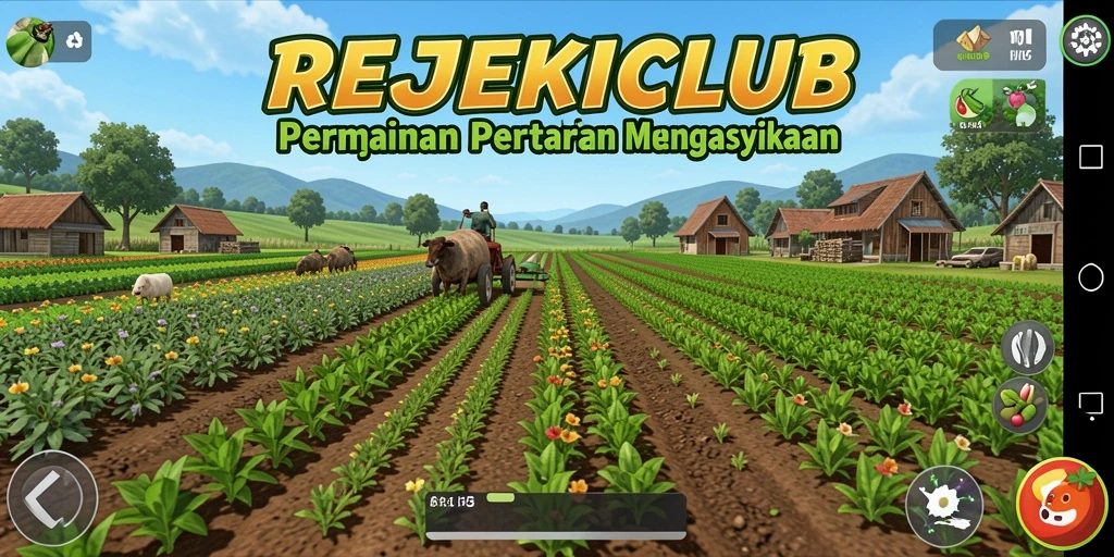 Tangkapan layar gameplay menunjukkan keseruan bertani di REJEKICLUB.