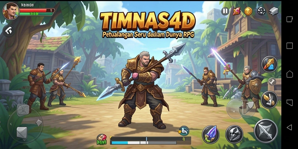 Screenshot gameplay TIMNAS4D yang menampilkan aksi pertempuran RPG yang seru.