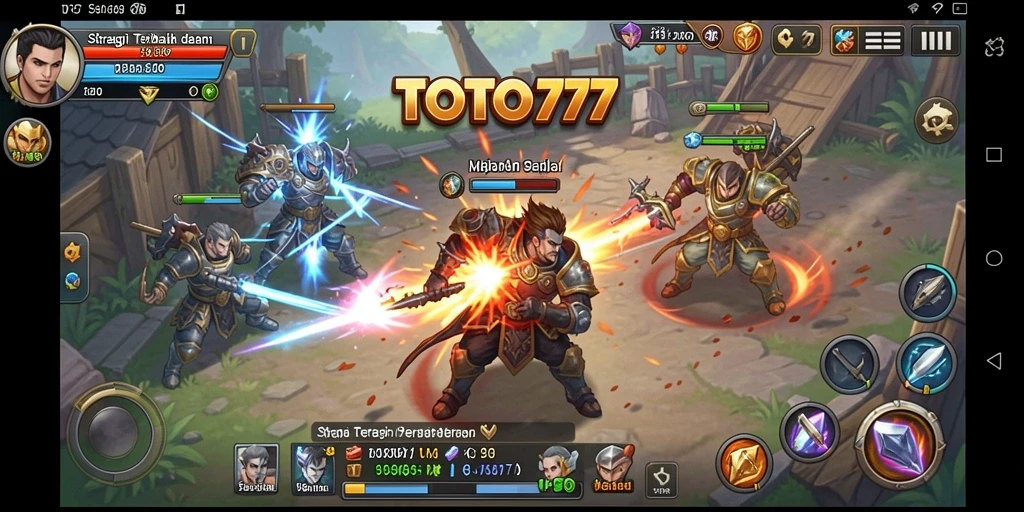 Tangkapan layar gameplay TOTO777 menampilkan pertempuran strategi yang intens.