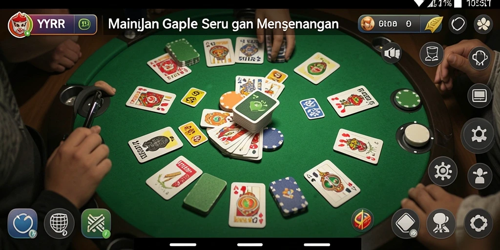 Screenshot gameplay Gaple menunjukkan suasana kompetitif dan seru.